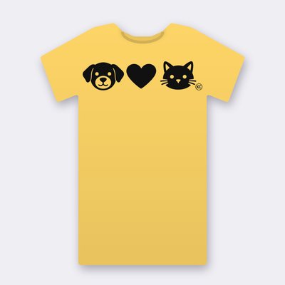 KC Dog Loves Cat – yellow Klitty Crew T-shirt