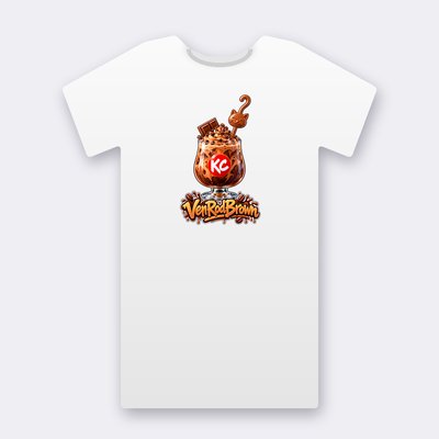 KC Drink VenRodBrown – white Klitty Crew T-shirt