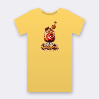 KC Drink VenRodBrown – yellow Klitty Crew T-shirt