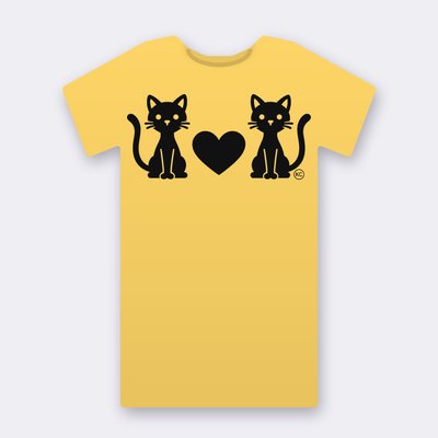 KC Slim Cats Love – yellow Klitty Crew T-shirt