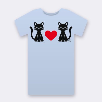 KC Slim Cats Love – Red Heart – baby blue Klitty Crew T-shirt
