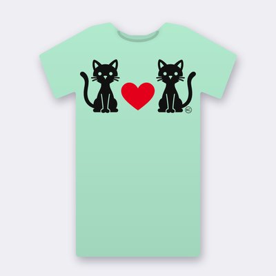 KC Slim Cats Love – Red Heart – mint Klitty Crew T-shirt