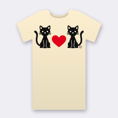 KC Slim Cats Love – Red Heart – natural Klitty Crew T-shirt
