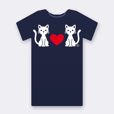 KC Slim Cats Love – Red Heart – navy Klitty Crew T-shirt