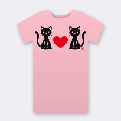 KC Slim Cats Love – Red Heart – pink Klitty Crew T-shirt