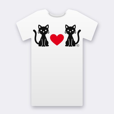 KC Slim Cats Love – Red Heart – white Klitty Crew T-shirt