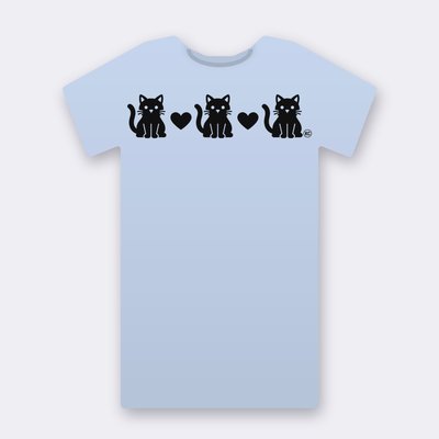 KC Three Cats Love – baby blue Klitty Crew T-shirt