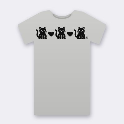 KC Three Cats Love – heather grey Klitty Crew T-shirt