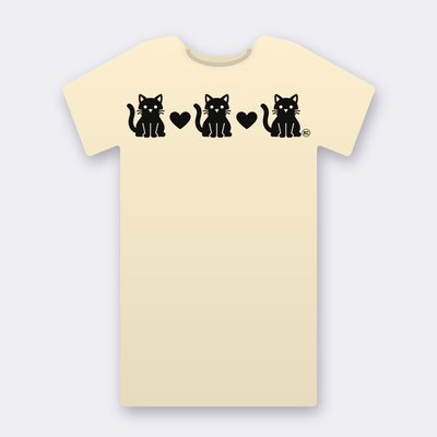 KC Three Cats Love – natural Klitty Crew T-shirt