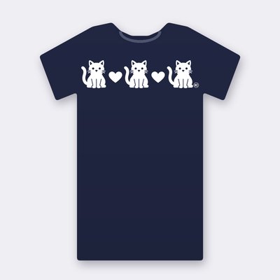 KC Three Cats Love – navy Klitty Crew T-shirt