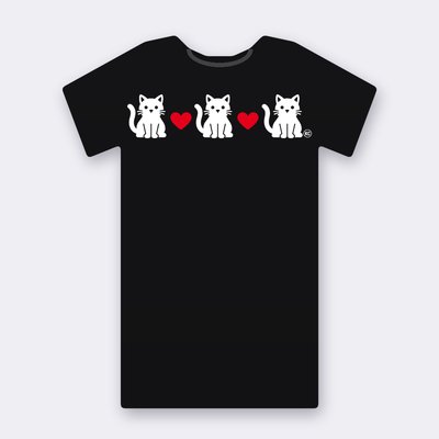 KC Three Cats Love – Red Heart T-shirt