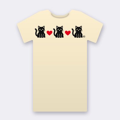KC Three Cats Love – Red Heart – natural Klitty Crew T-shirt