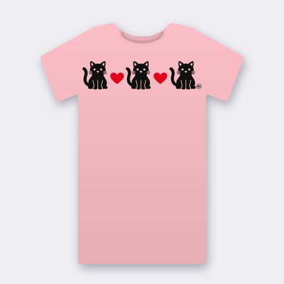 KC Three Cats Love – Red Heart – pink Klitty Crew T-shirt
