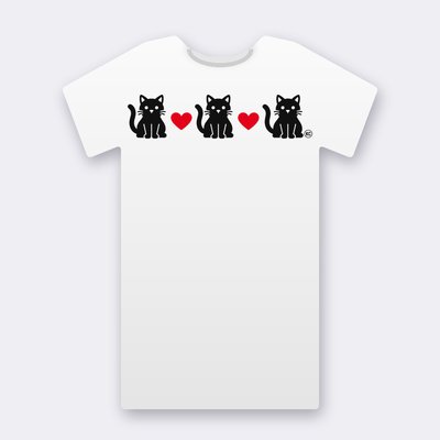 KC Three Cats Love – Red Heart – white Klitty Crew T-shirt