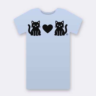 KC Two Cats Love – baby blue Klitty Crew T-shirt
