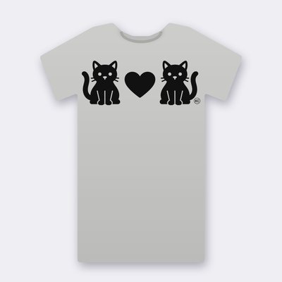 KC Two Cats Love – heather grey Klitty Crew T-shirt
