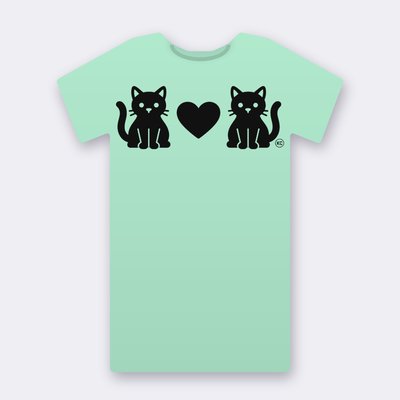 KC Two Cats Love – mint Klitty Crew T-shirt