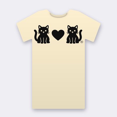 KC Two Cats Love – natural Klitty Crew T-shirt