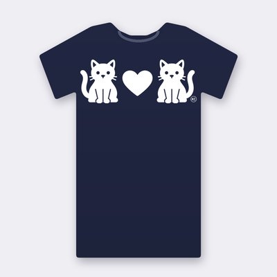 KC Two Cats Love – navy Klitty Crew T-shirt