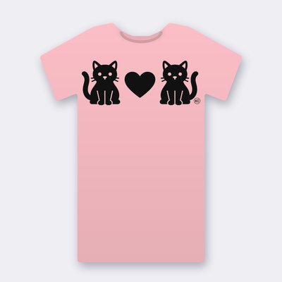 KC Two Cats Love – pink Klitty Crew T-shirt