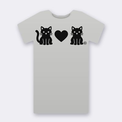 KC Cat Couple – heather grey Klitty Crew T-shirt