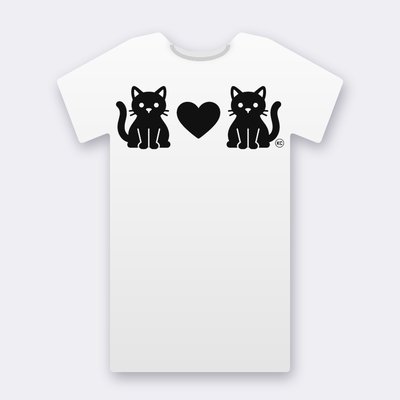 KC Two Cats Love – white Klitty Crew T-shirt