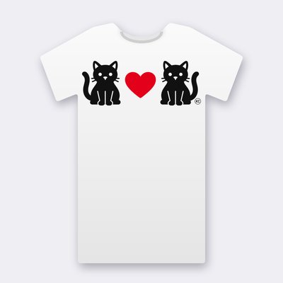 KC Two Cats Love – Red Heart – white Klitty Crew T-shirt
