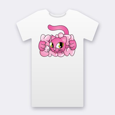 Pink Bubble Cat – white Klitty Crew T-shirt