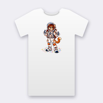 PoshX the astronaut – white Klitty Crew T-shirt
