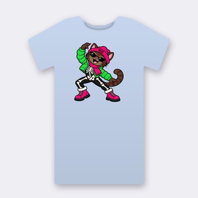 SinDee the skeleton – baby blue Klitty Crew T-shirt