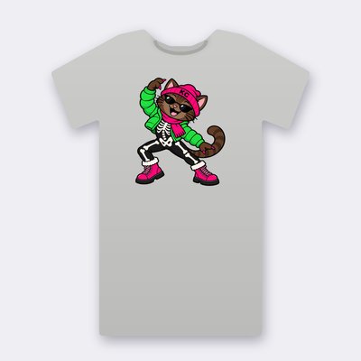 SinDee the skeleton – heather grey Klitty Crew T-shirt