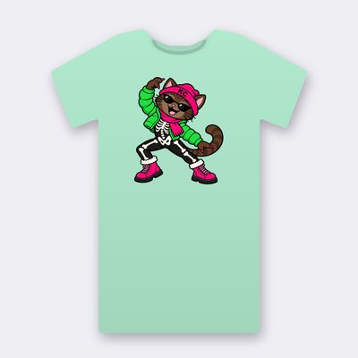 SinDee the skeleton – mint Klitty Crew T-shirt
