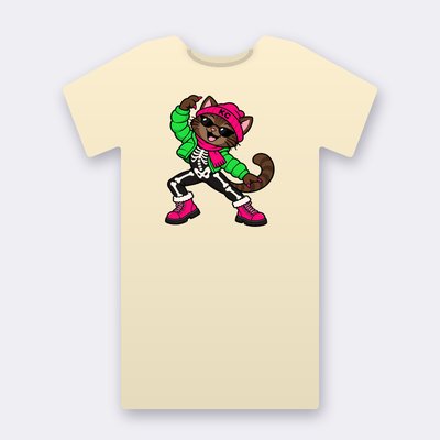SinDee the skeleton – natural Klitty Crew T-shirt