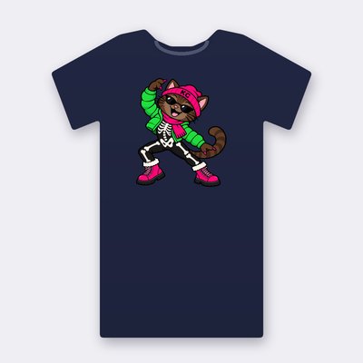 SinDee the skeleton – navy Klitty Crew T-shirt