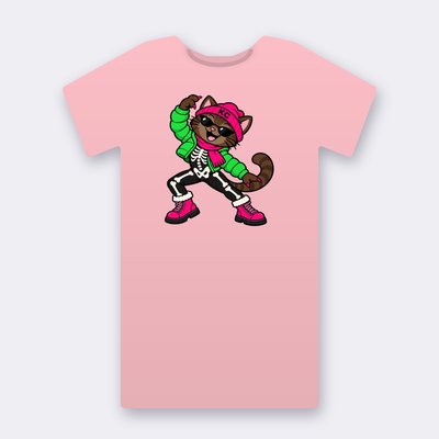 SinDee the skeleton – pink Klitty Crew T-shirt
