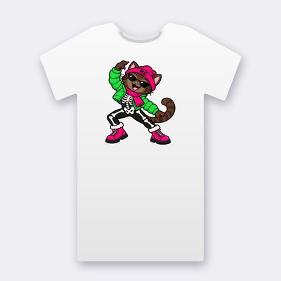 SinDee the skeleton – white Klitty Crew T-shirt