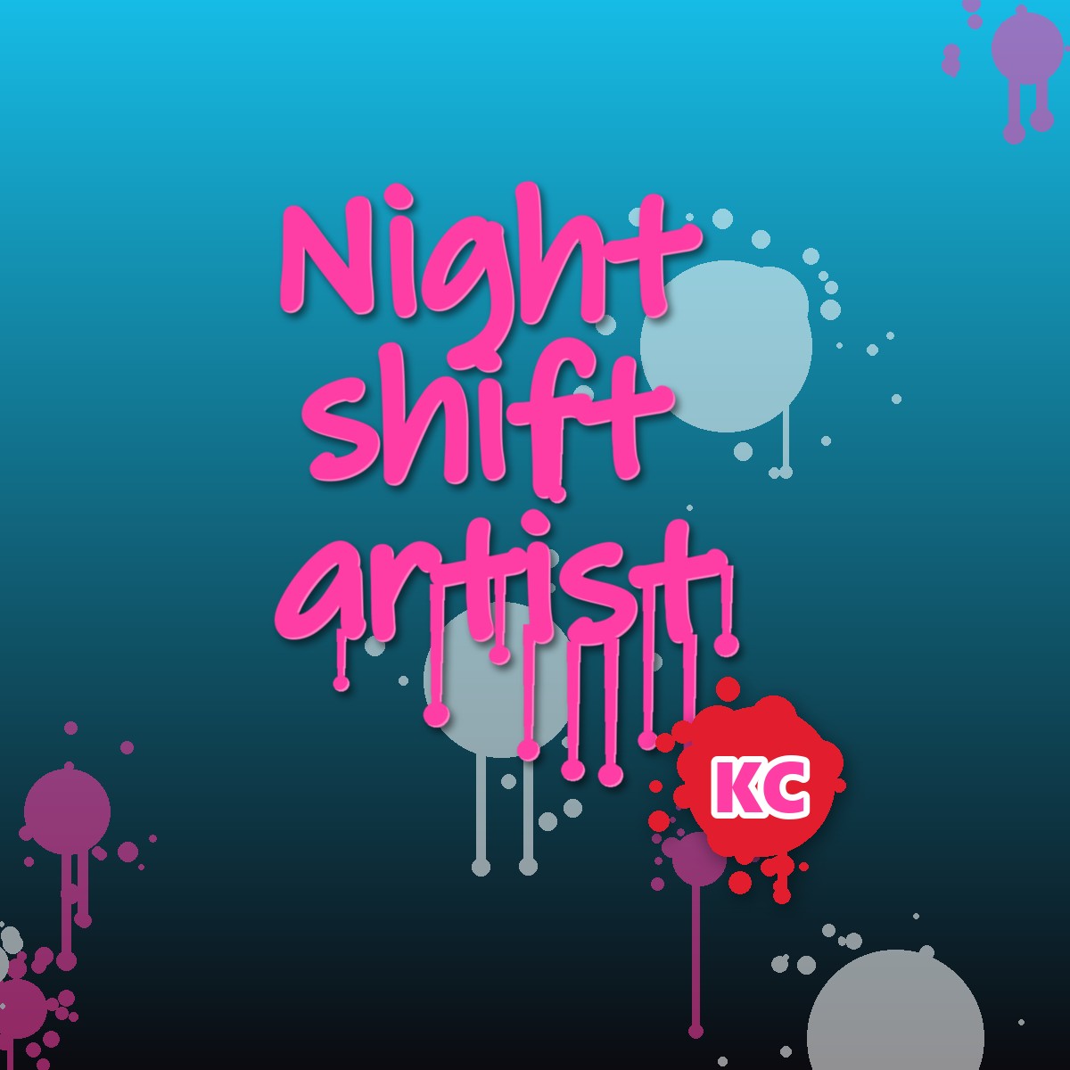 Night Shift Artist graffiti sticker – design 2 – round street art sticker