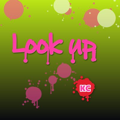 Look Up – graffiti marker tag round sticker with paint drips