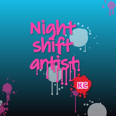 Night Shift Artist – graffiti marker tag round sticker with paint drips