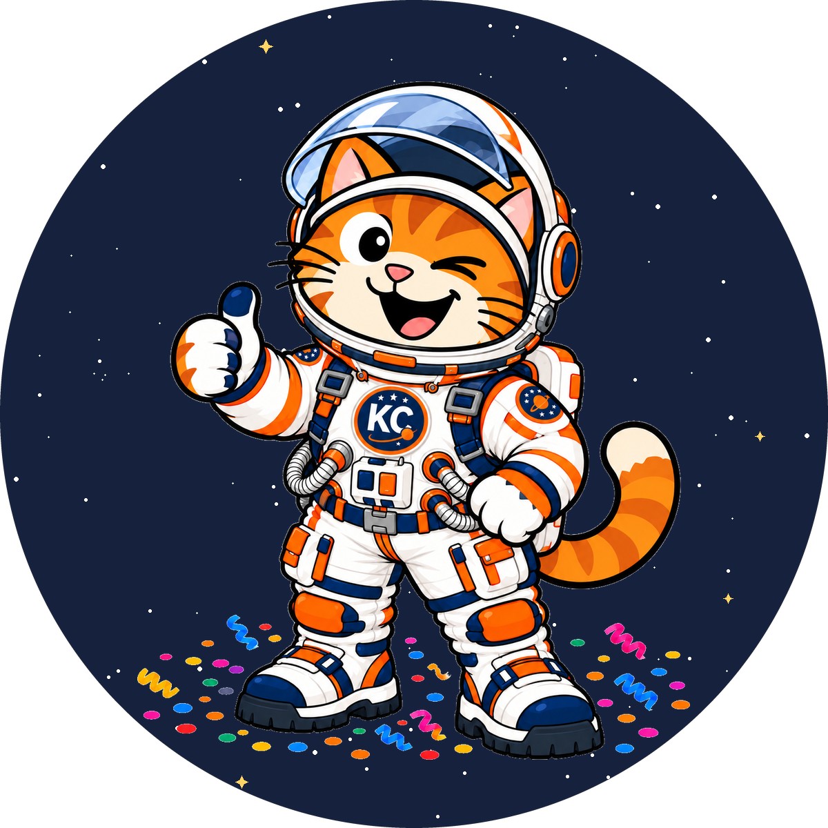 Kinky the astronaut sticker – round street art sticker