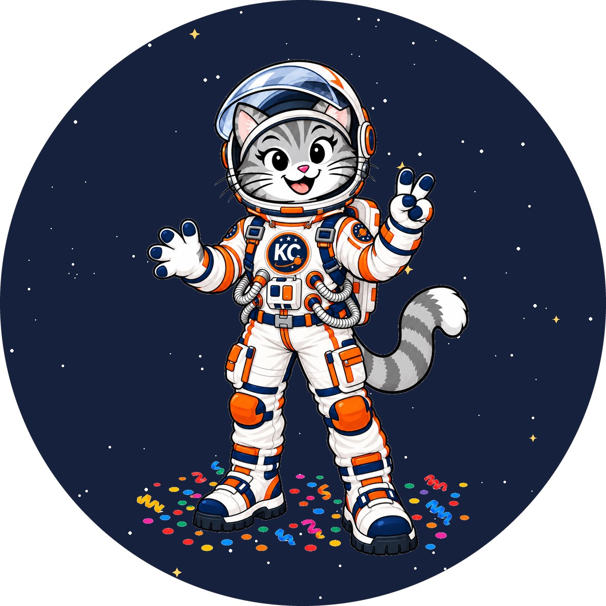 SinDee the astronaut sticker – round street art sticker