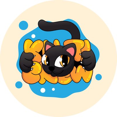 Black Cat Blue Splash sticker
