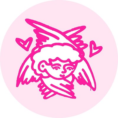 Pink Angel with Hearts sticker
