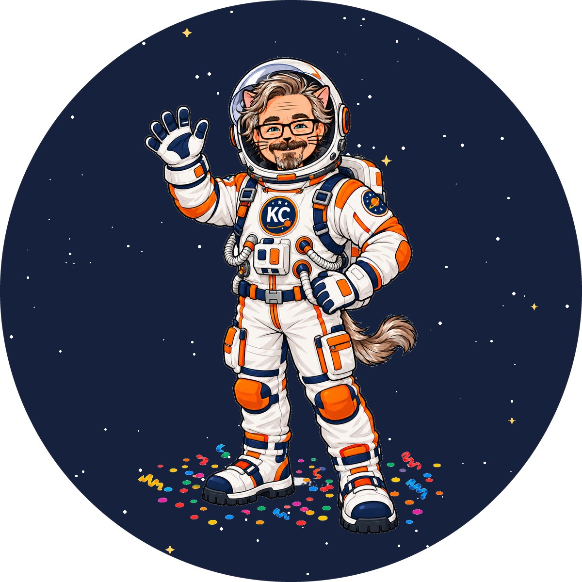 VenRod the astronaut sticker – round street art sticker