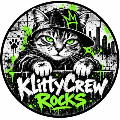 KlittyCrew Rocks graffiti cat sticker – Green Neon