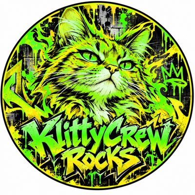KlittyCrew Rocks graffiti cat sticker – Fire – colour 1