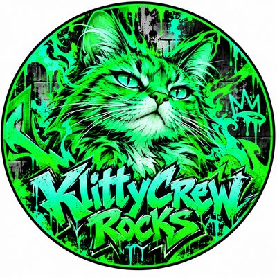 KlittyCrew Rocks graffiti cat sticker – Fire – colour 2