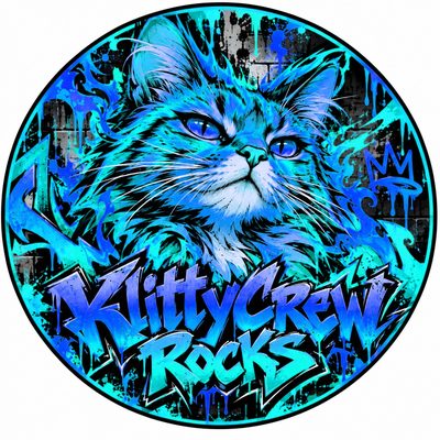 KlittyCrew Rocks graffiti cat sticker – Fire – colour 3