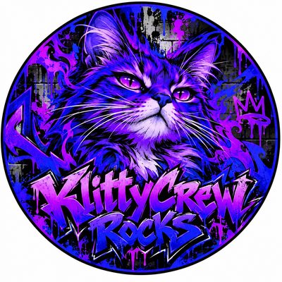 KlittyCrew Rocks graffiti cat sticker – Fire – colour 4