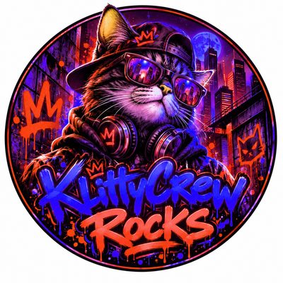 KlittyCrew Rocks graffiti cat sticker – Purple Night – colour 1